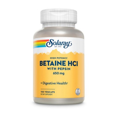 Solaray Betaine HCL with pepsin 650 mg (100 veg caps)