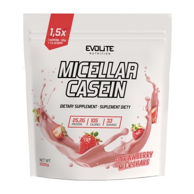 Micellar Casein (1 kg, strawberry milkshake)