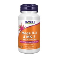 NOW Mega D-3 & MK-7 5000 IU / 180 mcg (120 veg caps)