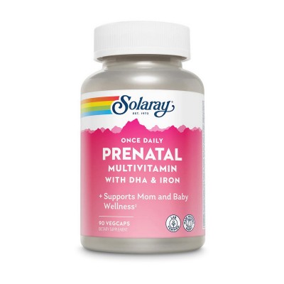 Solaray Prenatal Multivitamin with DHA & Iron (90 veg caps)