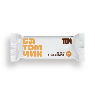 TOM peanut butter Батомчик арахіс з карамеллю (45 g) TOM peanut butter Батомчик арахіс з карамеллю (45 g)