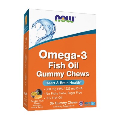 NOW Omega-3 Fish Oil Gummy Chews (36 gummy chews, passion fruit)