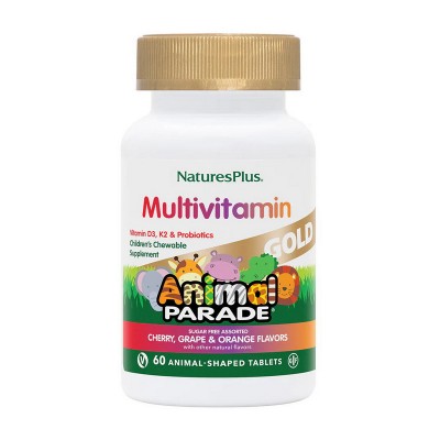 Natures Plus Animal Parade Gold Multivitamin (60 animal-shaped tabs, cherry orange grape)