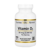 California Gold Nutrition Vitamin D3 50 mcg (2,000 IU) (360 fish gelatin softgels) California Gold Nutrition Vitamin D3 50 mcg (2,000 IU) (360 fish gelatin softgels)