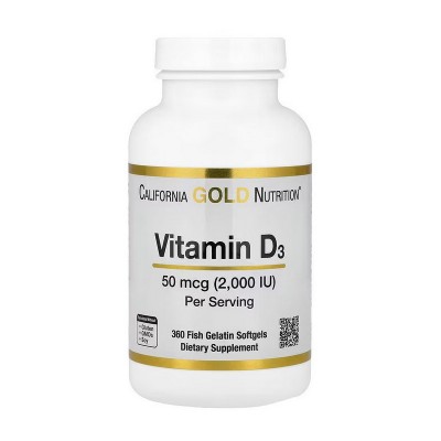 California Gold Nutrition Vitamin D3 50 mcg (2,000 IU) (360 fish gelatin softgels)
