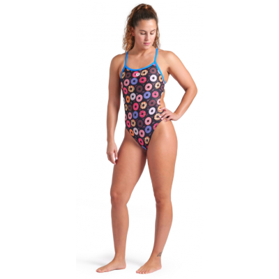 Жіночий спортивний купальник для плавання Arena WOMEN'S DONUTS ARENA SWIMSUIT CHALLENGE BACK (009461-590) розмір 36, чорний