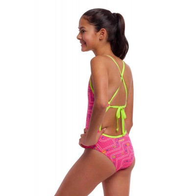 Детский спортивный купальник Funkita Girl's Tie Me Tight One Piece Packed Pink (FKS036G72075) размер 12 Розовый