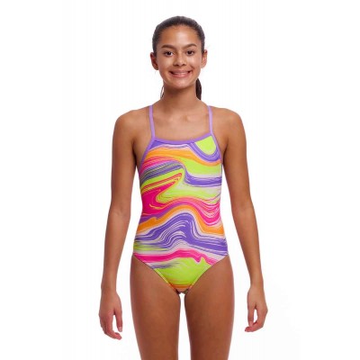 Дитячий спортивний купальник Funkita Girl's Tie Me Tight One Piece Colour Contour (FKS036G72173) розмір 8 жовтий