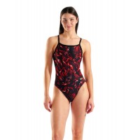 Дитячий спортивний купальник для плавання Arena Women's Graphic Swimsuit Challenge (010656-550) чорний вогняний розмір 28 (8-9 років)