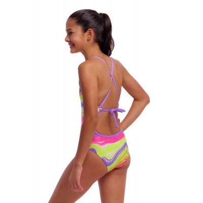 Дитячий спортивний купальник Funkita Girl's Tie Me Tight One Piece Colour Contour (FKS036G72173) розмір 10 жовтий