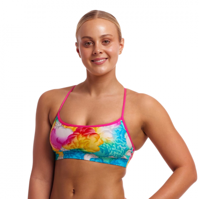 Жіночий топ для плавання Funkita Ladies Hold Steady Crop Top Cloudy Colours (FKS040L72077) розмір 10 рожевий