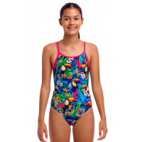 Дитячий купальник Funkita Girl's Diamond Back One Piece Birdie Wordie (FKS033G72248) з папугами розмір 8 (8-9 років)