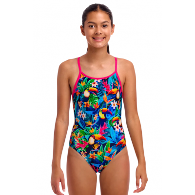 Дитячий купальник Funkita Girl's Diamond Back One Piece Birdie Wordie (FKS033G72248) з папугами розмір 8 (8-9 років)