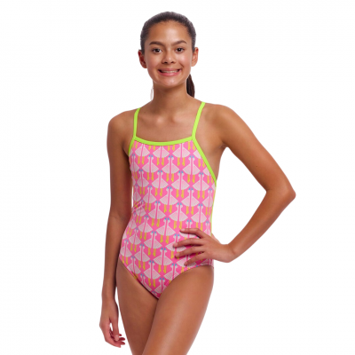 Дитячій купальник Funkita Girl's Strapped In One Piece Duck Duck Goose (FKS034G72175) розмір 10 рожевий