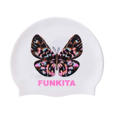 Шапочка для плавання Funkita Silicone Swimming Cap Copper Cluster (FS997214900) Біла з метеликом