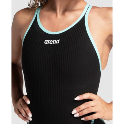 Стартовый женский гидрак для плавания Arena POWERSKIN PRIMO SL OB с открытой спиной (007768-100) черно-бирюзовый, размер F-30/US-24