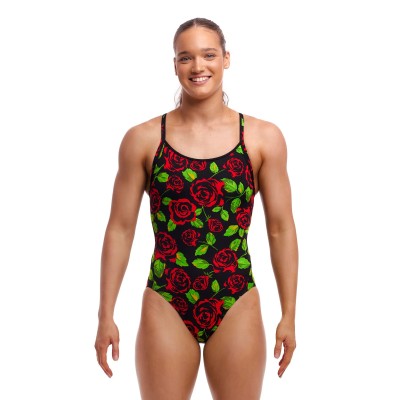 Жіночий купальник Funkita Ladies Diamond Back One Piece Black Rose (FKS033L71942) розмір 8 чорний