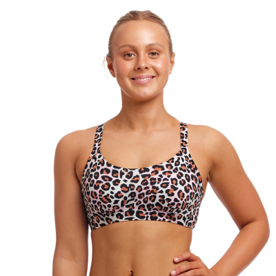 Жіночий топ для плавання Funkita Ladies Hold Steady Crop Top Some Zoo Life (FKS055L71809) розмір 10 леопардовий