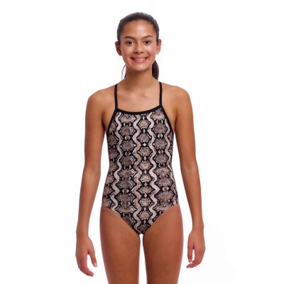 Дитячий спортивний купальник Funkita Girl's Tie Me Tight One Piece Rattle Racer (FKS036G72147) розмір 14 змія