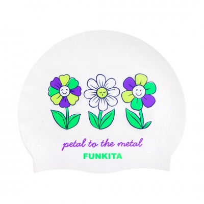 Шапочка для плавання Funkita Silicone Swimming Cap Petal To The Metal (FS997203300) біла