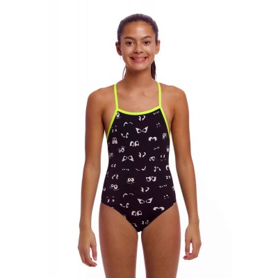 Детский спортивный купальник Funkita Girl's Tie Me Tight One Piece Eye Spy (FKS036G72157) размер 14 черные с глазами