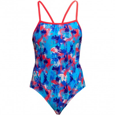 Жіночий купальник Funkita Ladies Single Strap One Piece Messy Messy Messy (FKS030L72252) розмір 10 синій