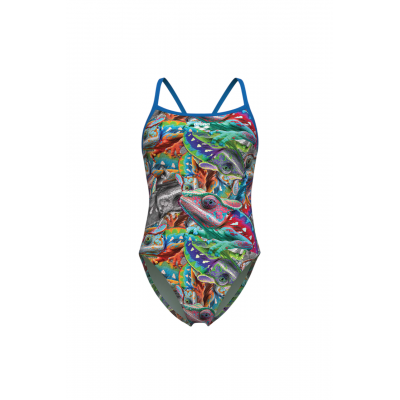 Женский спортивный купальник для плавания Arena IGUANAS SWIMSUIT (010220-108) с хамилионами размер 36
