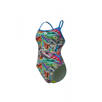 Женский спортивный купальник для плавания Arena IGUANAS SWIMSUIT (010220-108) с хамилионами размер 36