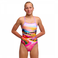 Дитячій купальник Funkita Girl's Strapped In One Piece Meadow Made (FKS034G72296) розмір 10 (10-11 років) рожевий