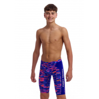 Дитячі плавки довгі джамери для плаванння Funky Trunks Boy's Warped Waves Training Jammers (FTS003B72222) розмір 26 (10-11 років) Викривлені хвилі