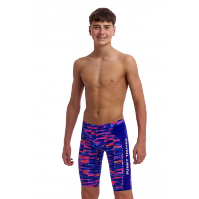 Дитячі плавки довгі джамери для плаванння Funky Trunks Boy's Warped Waves Training Jammers (FTS003B72222) розмір 26 (10-11 років) Викривлені хвилі