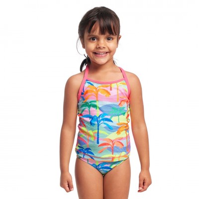 Дитячій купальник комплект Funkita Toddler Girl's Swim Steady Tankini & Brief Poka Palm (FKS058G71734) розмір 5 рожевий
