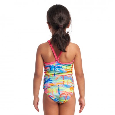 Дитячій купальник комплект Funkita Toddler Girl's Swim Steady Tankini & Brief Poka Palm (FKS058G71734) розмір 5 рожевий