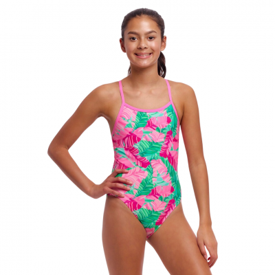 Дитячій купальник Funkita Girl's Single Strap One Piece Tropic Palm (FKS030G72083) розмір 14 рожевий
