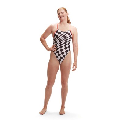 Жіночий купальник Speedo Allover Digital Tie Back Swimsuit (8-1284116620) розмір 32 білий