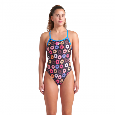 Жіночий спортивний купальник для плавання Arena WOMEN'S DONUTS ARENA SWIMSUIT CHALLENGE BACK (009461-590) розмір 38, чорний