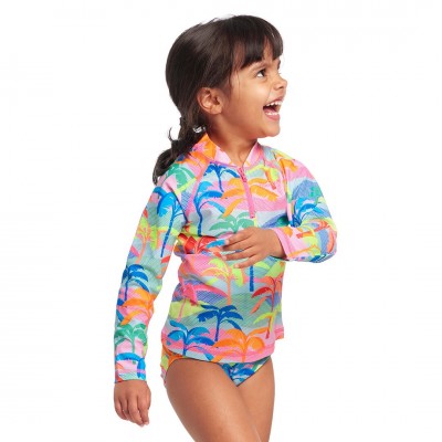 Дитяча сонцезахисна накидка Funkita Toddler Girl's Zippy Rash Vest Poka Palm (FKS023G71734) розмір 4 рожевий