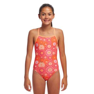 Дитячий спортивний купальник Funkita Girl's Tie Me Tight One Piece Ahelhe (FKS036G72003) розмір 10 Помаранчевий