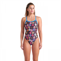 Жіночий спортивний купальник для плавання Arena WOMEN'S DONUTS ARENA SWIMSUIT CHALLENGE BACK (009461-590) розмір 40, чорний