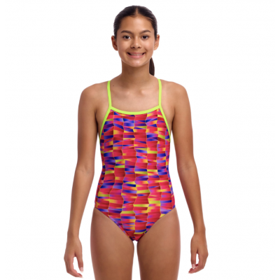 Дитячий купальник для плавання Funkita Girl's Tie Me Tight One Piece Wriggle Walls (FKS036G72223) розмір 14 червоний
