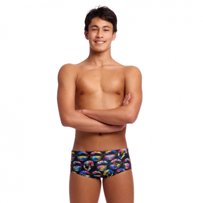 Дитячі плавки Funky Trunks Boy's Sidewinder Trunks Ham Bam Maam (FTS015B72369) розмір 28 (12-13 років) чорні