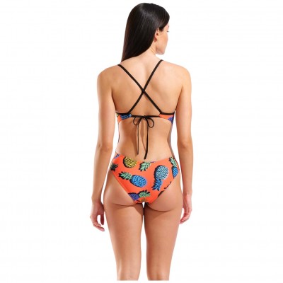 Жіночий спортивний купальник для плавання на зав'язках Arena PINEAPPLES SWIMSUIT TIE BACK (010706-350) з ананасами розмір 40