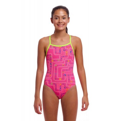 Дитячий спортивний купальник Funkita Girl's Tie Me Tight One Piece Packed Pink (FKS036G72075) розмір 8 Рожевий