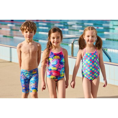 Дитячий купальник для плавання Funkita Toddler Girl's Printed One Piece Sting Stung (FKS022G7206504) на 4 роки синій
