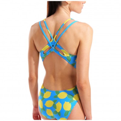 Жіночий спортивний купальник для плавання Arena LEMONS SWIMSUIT LACE PLUS BACK (010704-858) з лимонами розмір 36