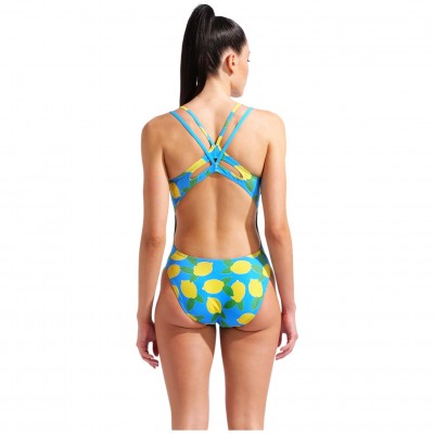 Жіночий спортивний купальник для плавання Arena LEMONS SWIMSUIT LACE PLUS BACK (010704-858) з лимонами розмір 36