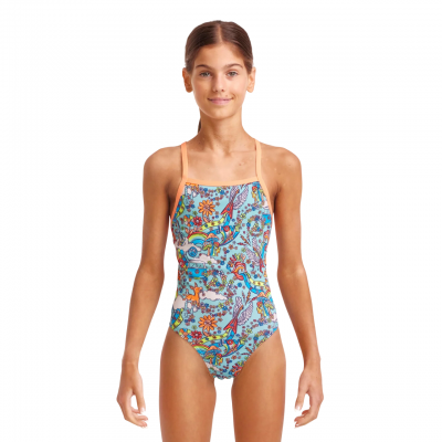 Дитячій купальник Funkita Girl's Tie Me Tight One Piece Sunny Bunny (FKS036G71742) розмір 8 блакитний