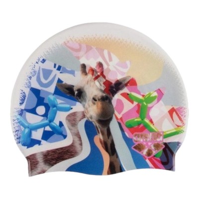 Шапочка для плавания Arena HD CAP (005572-227) белая из жирафом Шапочка для плавания Arena HD CAP (005572-227) белая из жирафом
